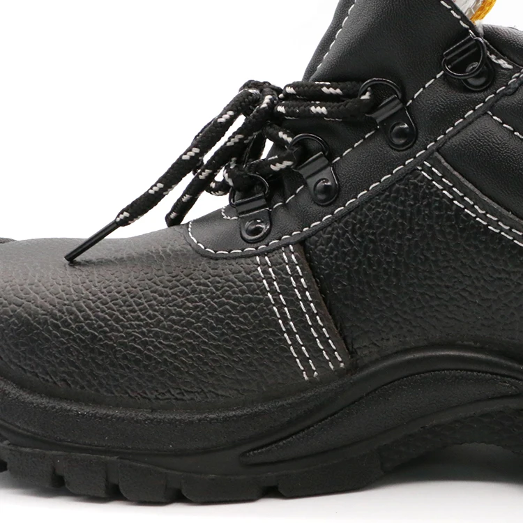 MaxiPact Unisex Comfort Safety Shoes Black Embossed Leather with Steel Toe & Steel Midsole PU Outsole Winter Autumn Outdoor Use