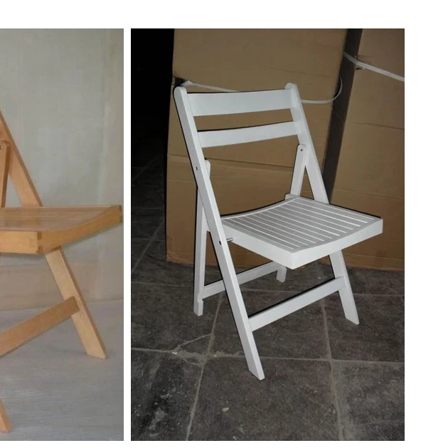 Portable White Wooden Slatted Seat Folding Chairs for Outdoor Garden Event Party