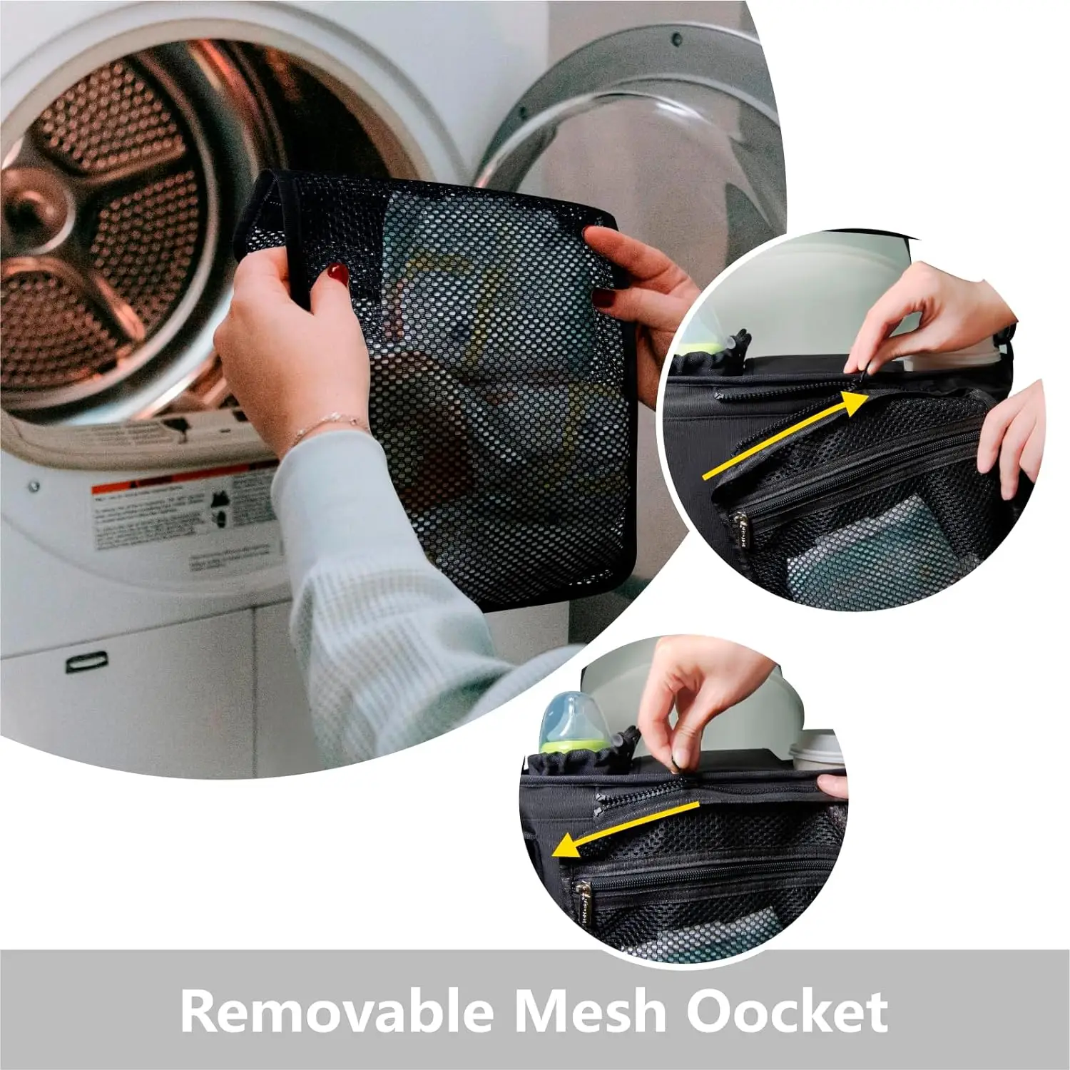 Universal Stroller Organizer with Cup Holder Detachable Phone Bag and Shoulder Strap, Stroller Caddy Fits for Stroller