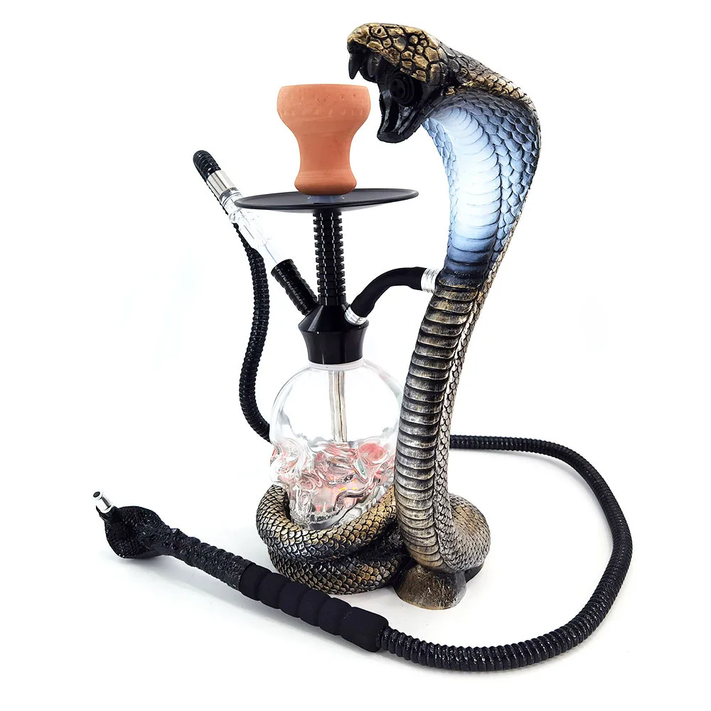 High Quality New style Wholesale Resin Spectre Cobra Hookah Shisha LED lighting snake shaped Smoking Set shisha Hookah
