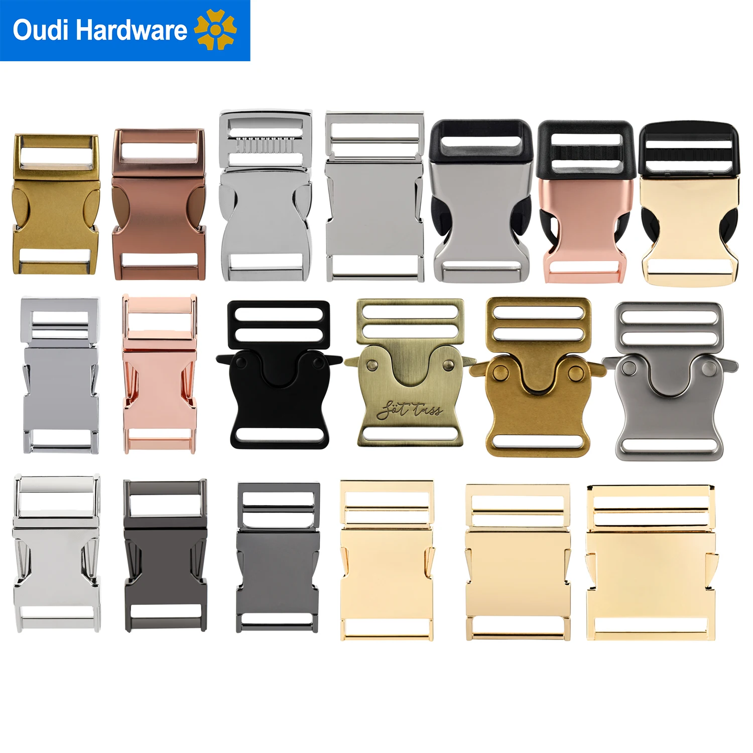 Multi Size Aluminium Side Release Buckles Metal Quick Side Release Buckle With Lock For Strap And Belt