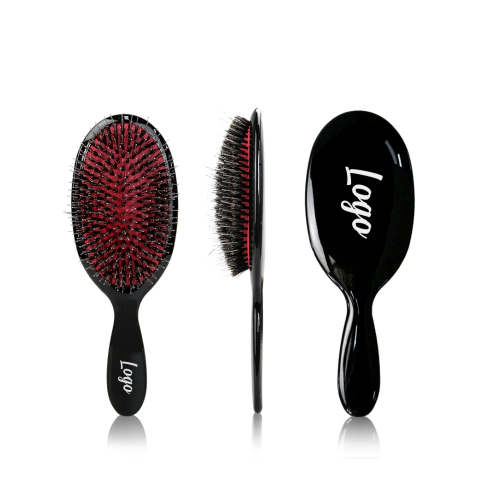 Hard Tooth Animal Brush Bright Surface Oval Detangle Hair Brush Ergonomic Design Customized Plastic Custom Hair Brush with Logo
