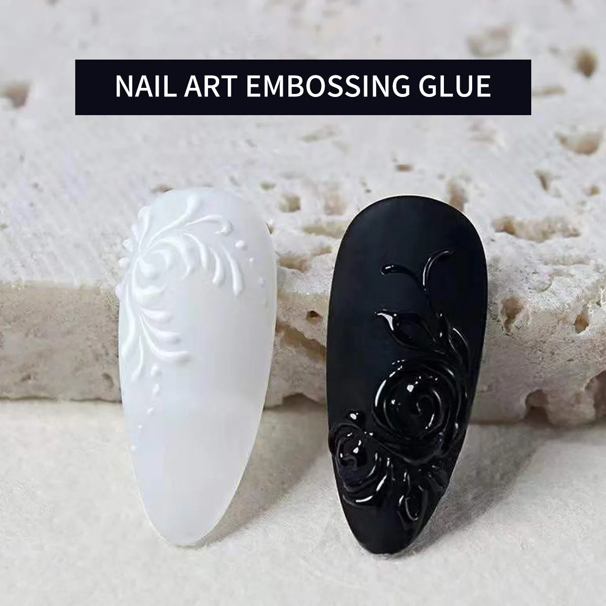 Nail Gel 3D Painted Embossed Black White Color Nail Art Plaster Gypsum Drawing Painting Polish Salon DIY Manicure Tool