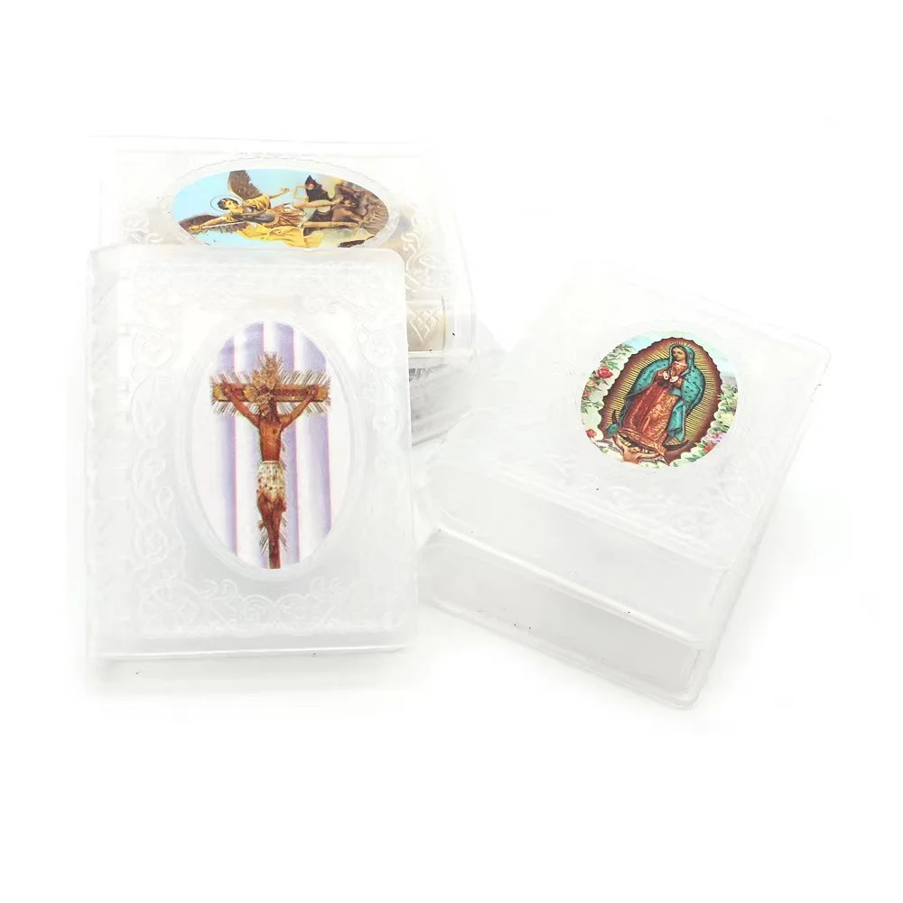 custom rectangular plastic box religious rosary jewelry Jesus pattern packaging box gift box custom