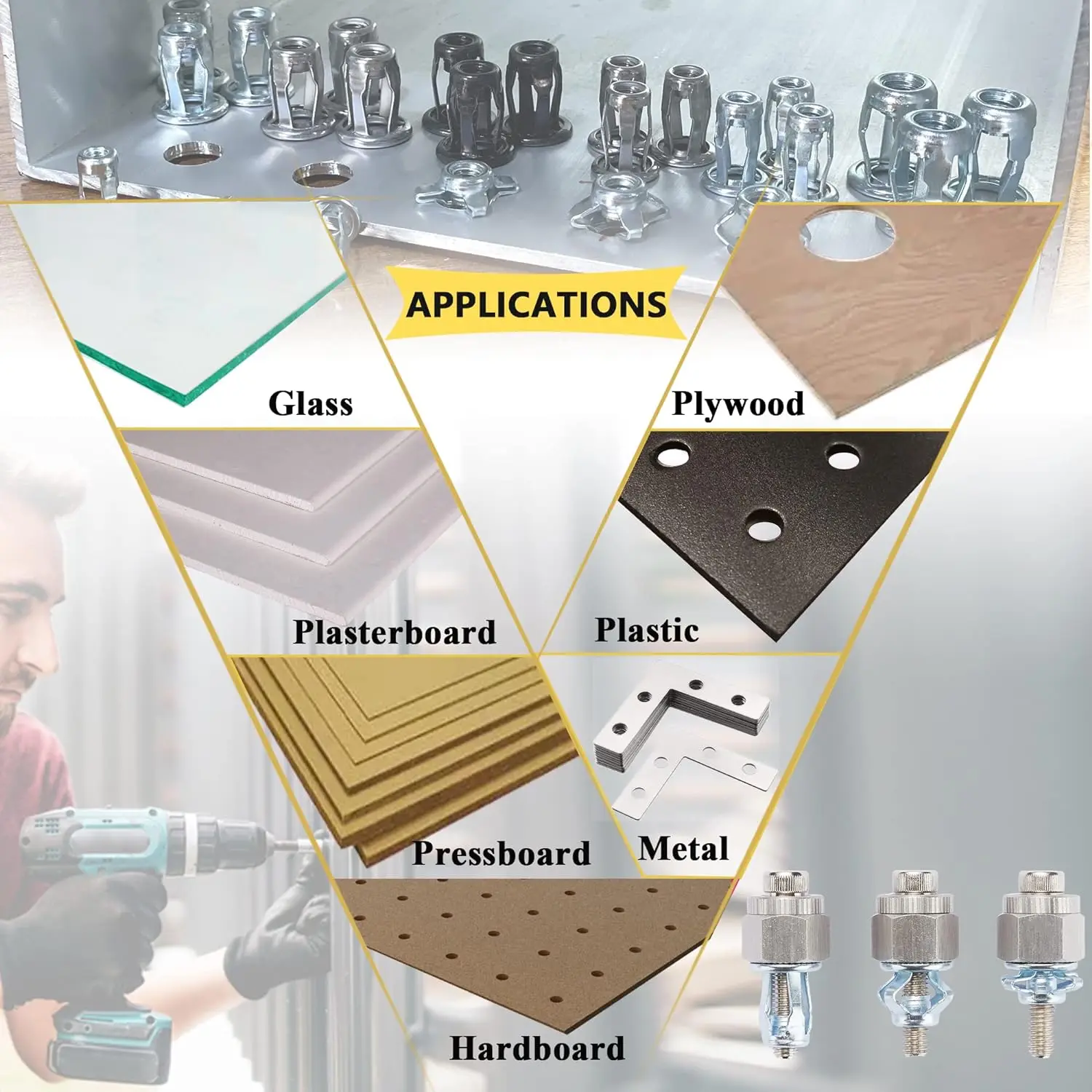 Hardboard Steel Zinc M8 Jack Nut Threaded Insert Petal Nuts