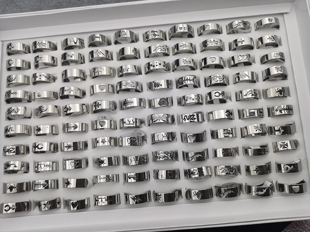 high quality Stainless Steel Finger Ring mixed colors 100PCs/Box