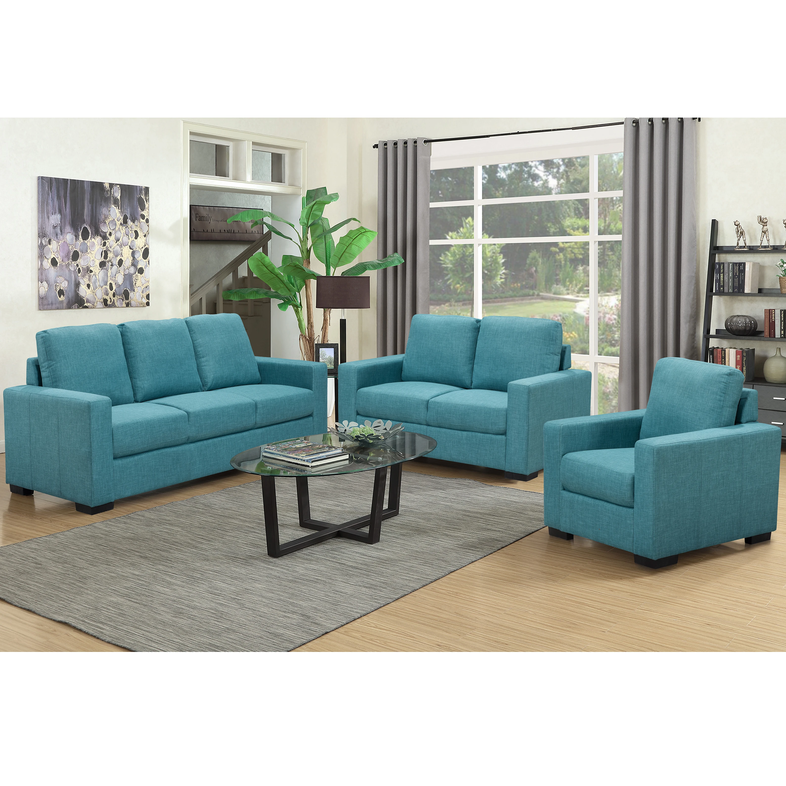 A Modern Double Sobracelete Living Room Sofas Dblack Brownset Furniture Home Fabric Sofa Set Contemporary American Style L/C T/T