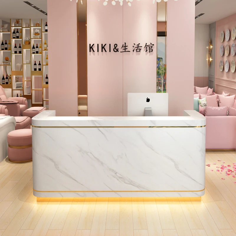 Modern Cash Table Register Retail Wooden Counter Cashier Desk Store Boutique White Checkout Counters Reception Desks for Sale