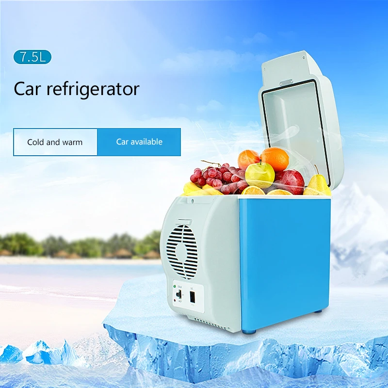 Car Small Refrigerator 7.5L Mini Refrigerator Car Cooling and Heating Box Car Appliances Portable