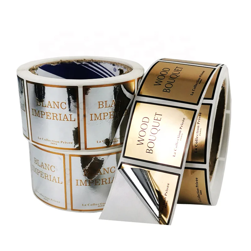 Custom Logo Waterproof glossy Gold silver Foil Perfume private cosmetic bottle jar sticker packaging label for bottle