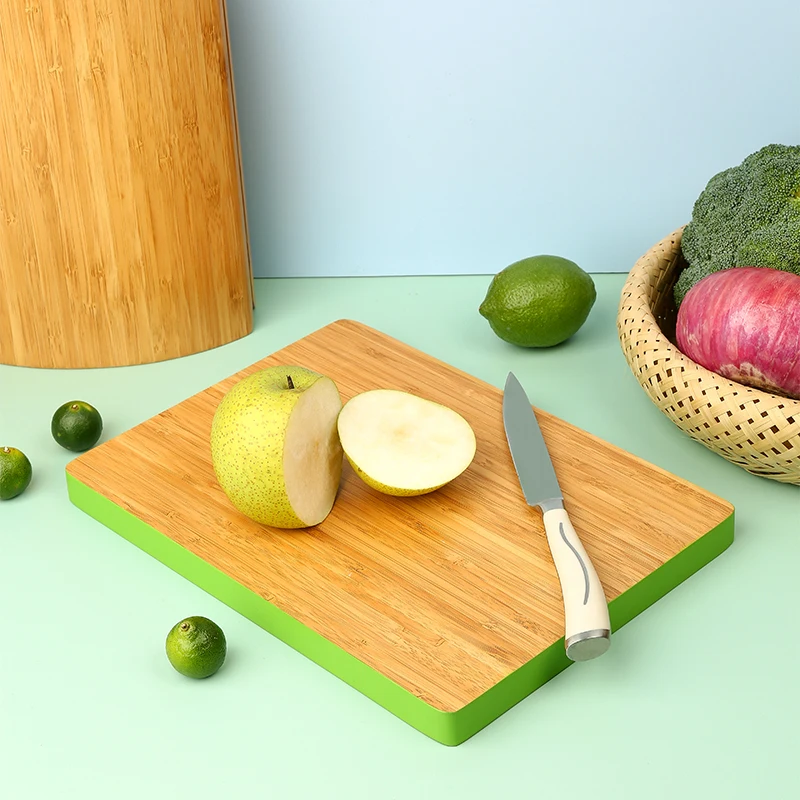 Wholesale meat vegetable bamboo chopping block cutting board set with color edge