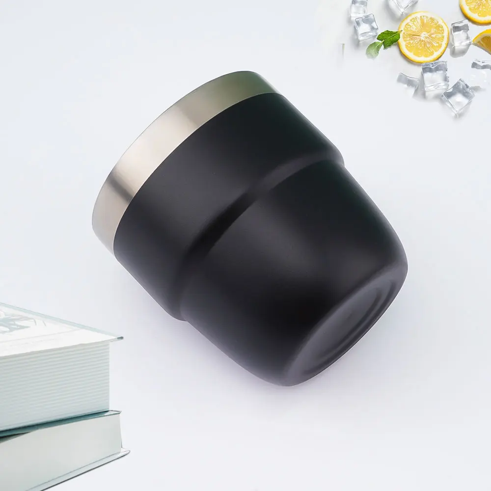 Stainless Steel 4oz Mini Powder Coated Hammer Finishes Double Wall Vacuum Yerba Mate Herb Coffee Mug Sugar Cup With Spoon Straw