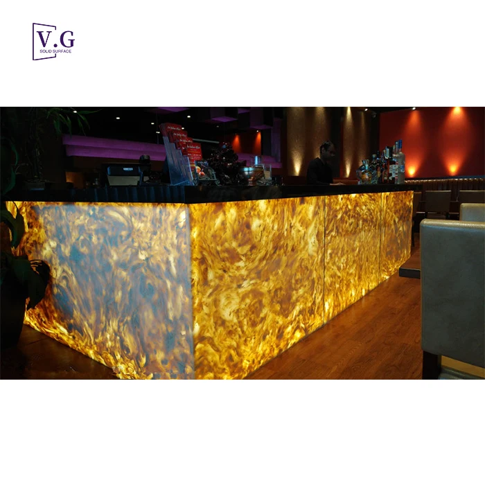 New Design Red And Black Countertop LED L Shape Bar Counter Table For Home Coffee Shop Restaurant