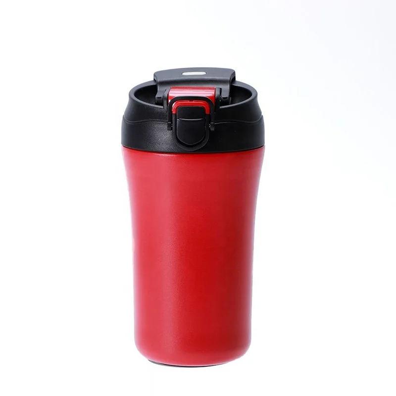 New Double Lid 400ml Vacuum Insulated Coffee Tumbler Mug with Sipper Straw and Directing Drinking Cup Two Drinking Ways