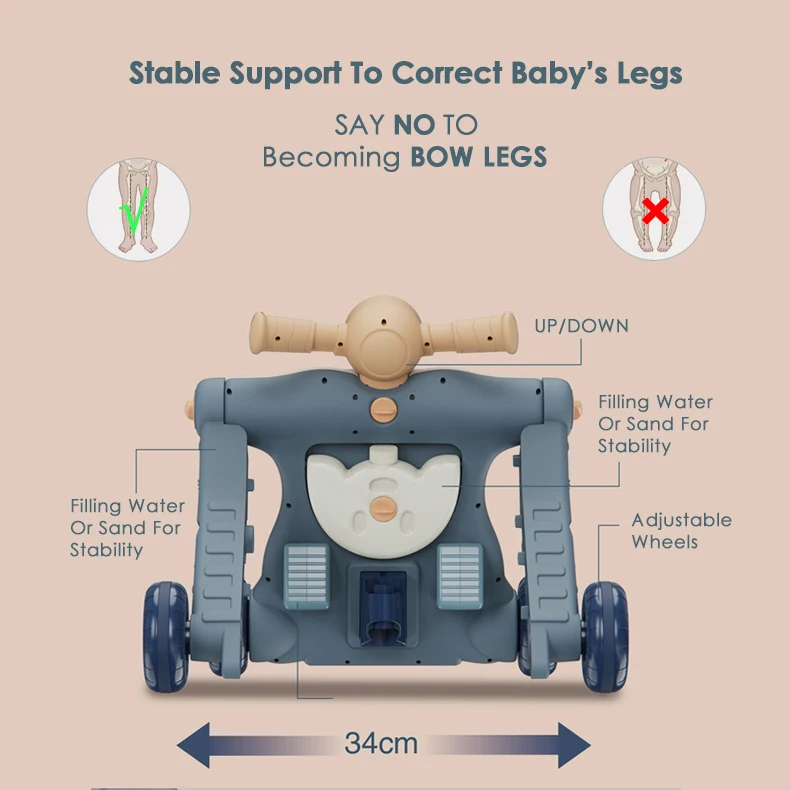 
2021 Hot Sale 3 In 1 Baby Walker Bike Scooter Plastic Leg Correcting Learning Walking Rmovable Toy Baby Trend Walker 