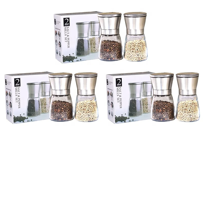 Glass Pepper Grinders Spice Pepper Grinder Pepper Salt Professional Stainless Steel Salt and Grinders for Home and Kitchen Use