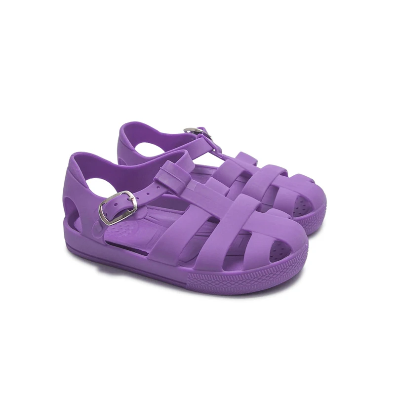 Babyhappy Wholesale Custom Logo Solid Color Beach Children Anti-slip Soft PVC Kids Slippers Jelly Sandals