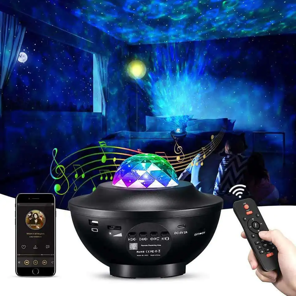Smart Star Night Starry Projector Light, Laser Sky Star Projector BT Music Speaker Light Projector With Remote Control