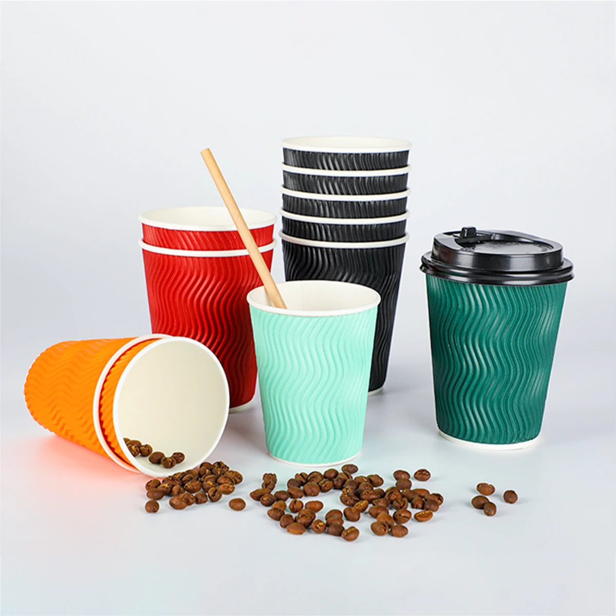 ripple wall paper coffee cup making machine and paper cup holder with lids