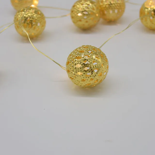Golden Pellet Round Ball Shape Patio String Light For Christmas Hallowmas Decoration