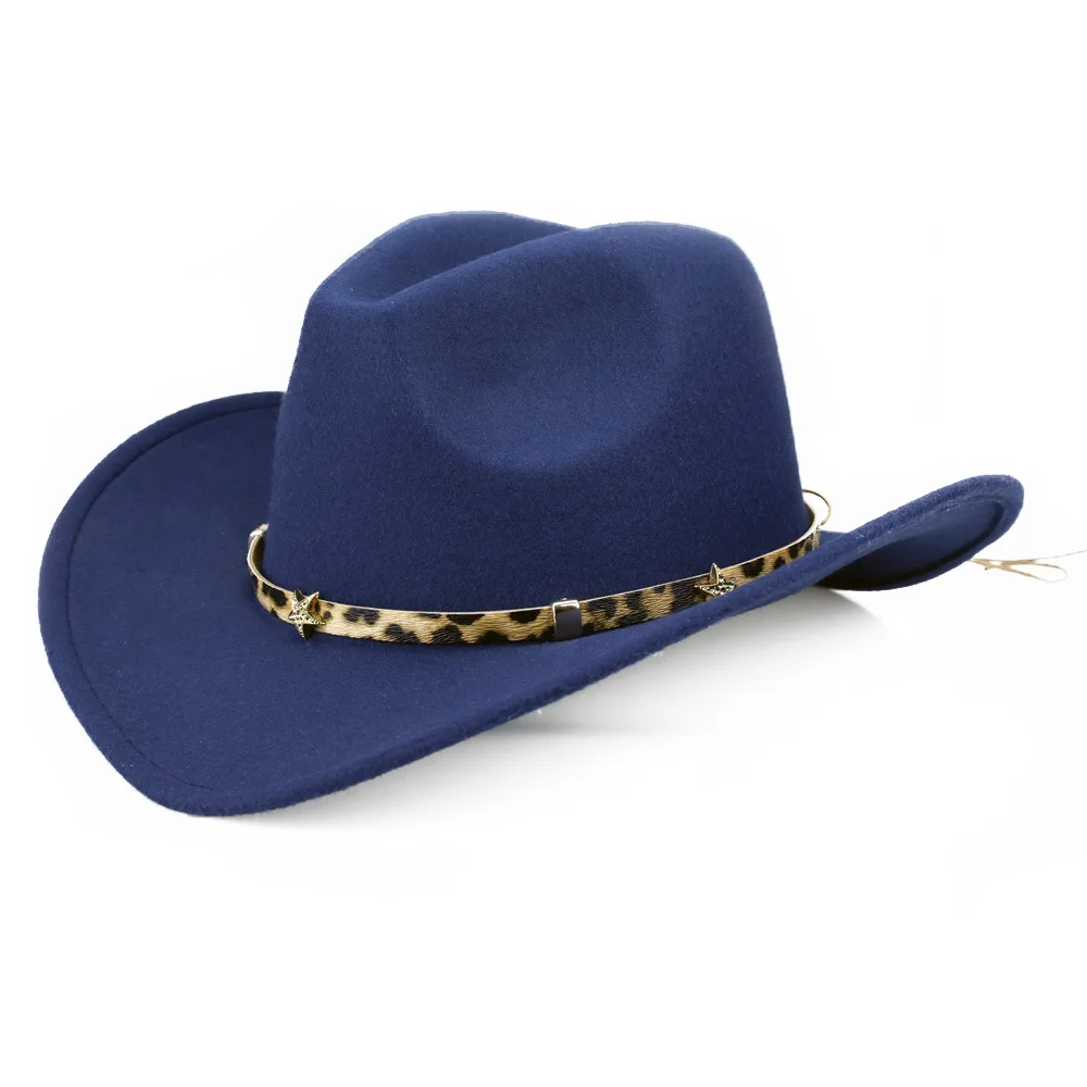 Fashion wide brim leopard western cowboy hat unisex fedora hats wholesale