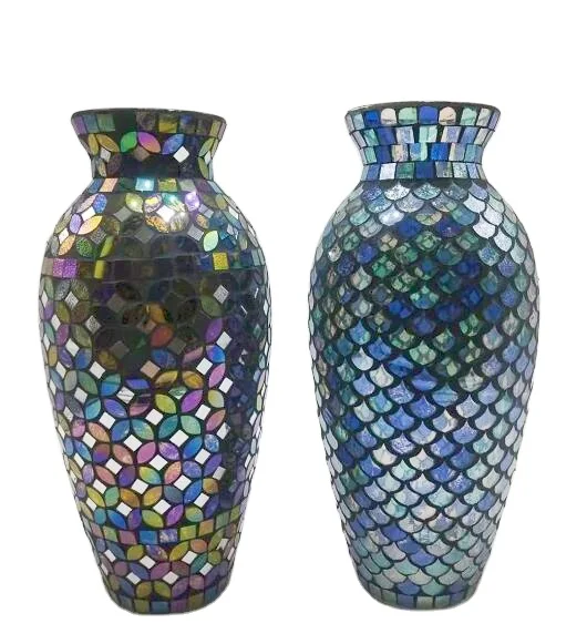 Wholesale Europe Hot Seller Glass Mosaic Vases Home Wedding Centerpiece Art Decor Mosaic Design Glass Vase