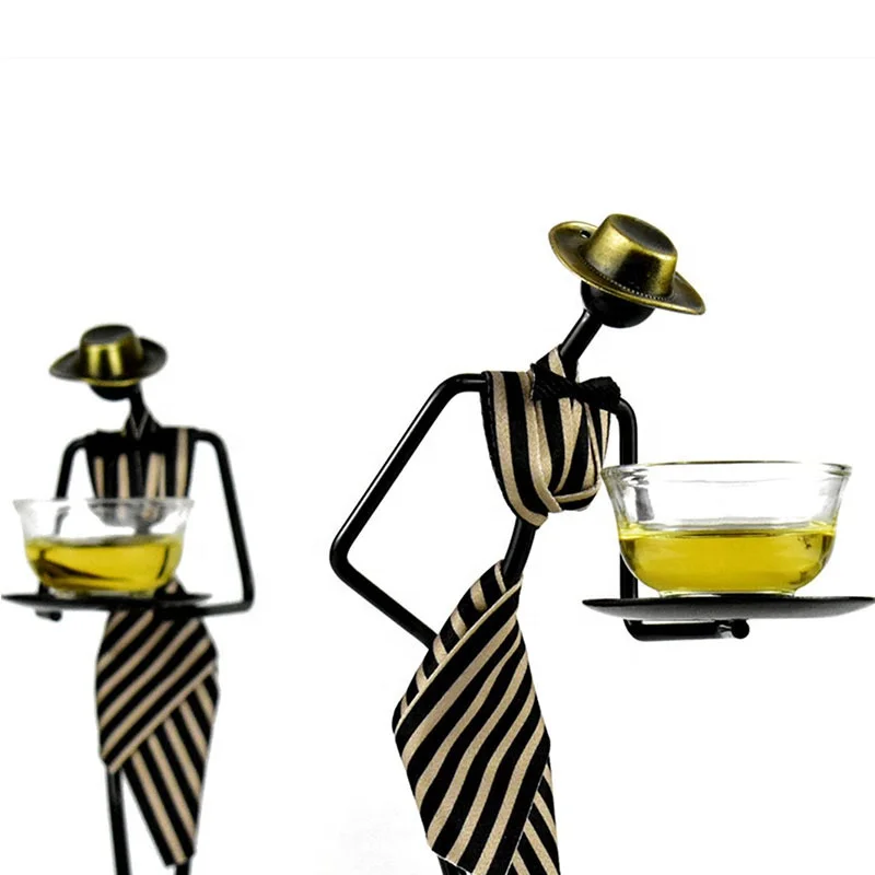 Creative western style etiquette waiter character candle holder home hotel restaurant decorations