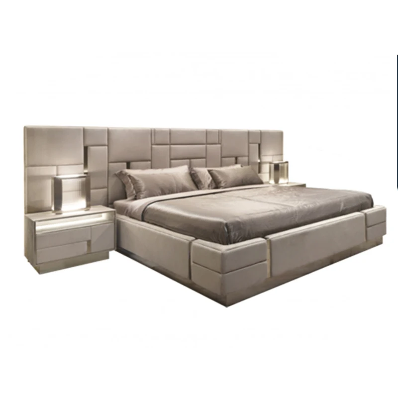 custom furniture manufacturere for villas and luxury houses Italian villa furniture leather king size bed set