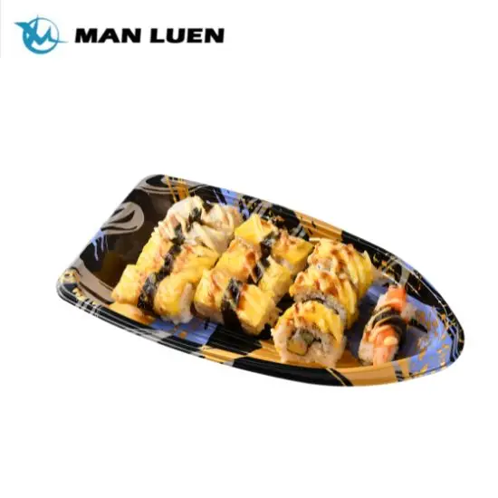 Japanese Style Disposable Packaging Sushi Boat Container Plastic Sushi Boat Shape Tray