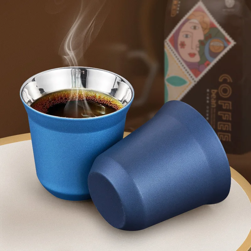 Metal Espresso Cup Wholesale Double Wall Stainless Water Bottle Double Layer Reusable Water Tea Coffee Cup Whiskey Milk Mugs