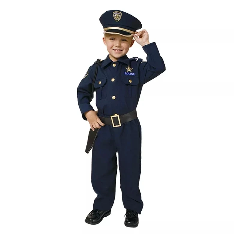 Bulk Cheap Halloween Costume Role Play Costume Children Police Dress Up Costume Policeman Fancy Clothes kids