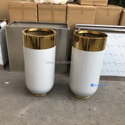 Metal 201 Stainless Steel Flower Plant Pot Mirror Cylinder Gold Flower Vase for Home Decor