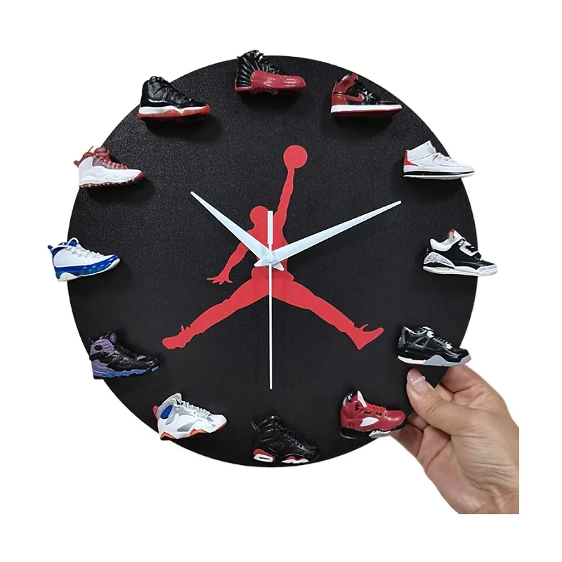 Модные 12 дюймов jordan часы DIY Современный стиль 3D модель обуви Баскетбольная обувь настенные пресс-форм