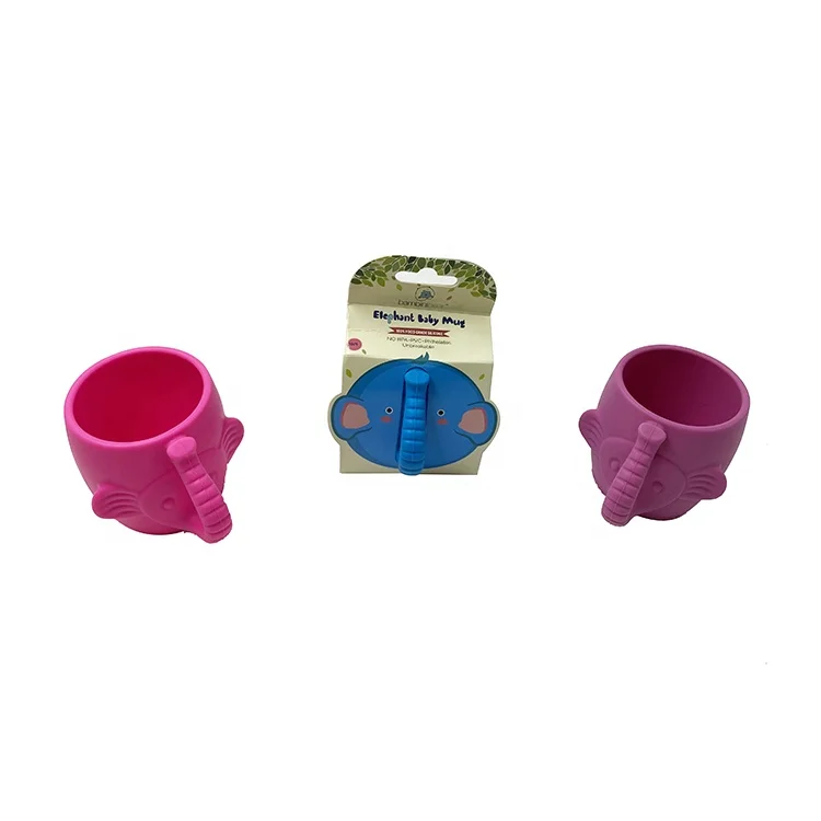 TT018 BPA Free Unbreakable Toddler Open Learning Cups Infants Tiny Independent Drinking Silicone Baby Training Cup Elephant