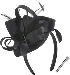 Amazon hot sale Tea party headband Kentucky Derby Wedding Cocktail Flower Satin Feathers hair clip Fascinators hat for women