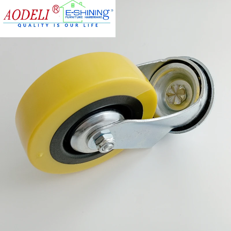 Caster Wheels Yellow PU Casters with Brake Heavy Duty Industrial Locking Swivel Castor Wheels for Workbench/Furniture/Cart
