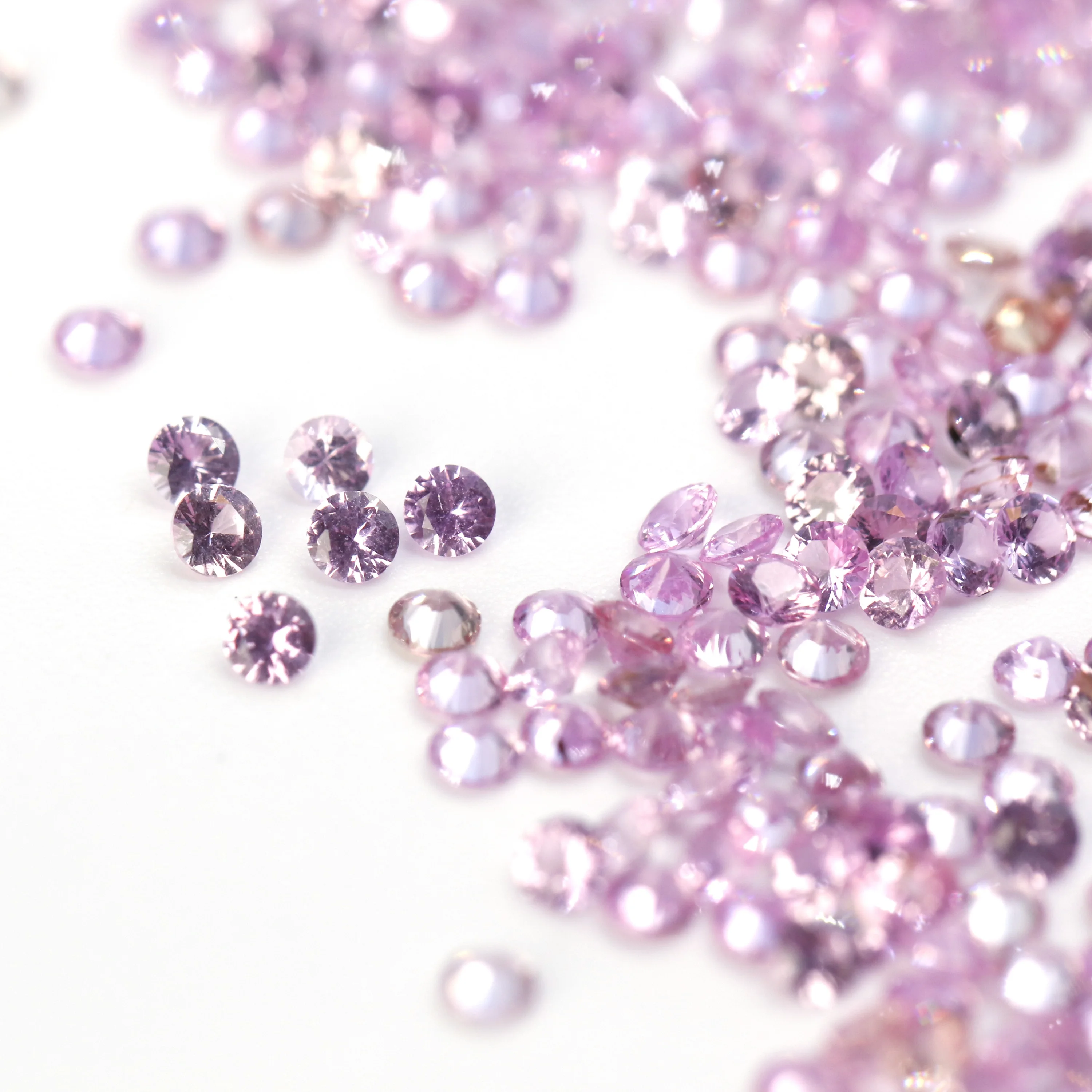 machine diamond cut round shape natural pink sapphire  gemstone for jewelry making