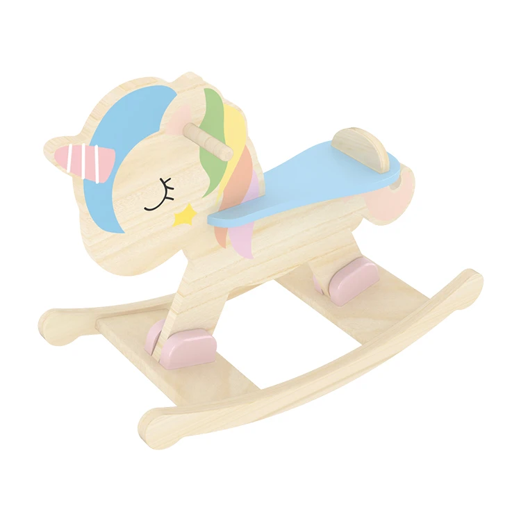 Wholesale Beautiful Unicorn Design Wooden First Unicorn Rocking Horse For Baby