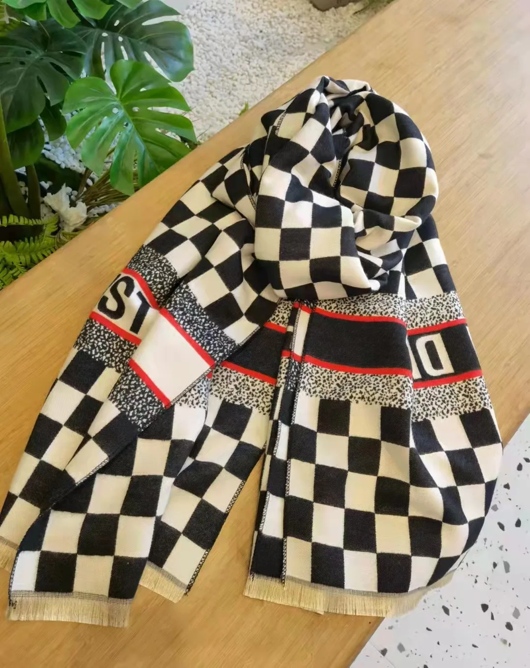 Сетчатый красный шахматный шарф Мужская шаль женская зимняя вязаная клетчатая универсальная осенняя и зимняя теплая нагрудник