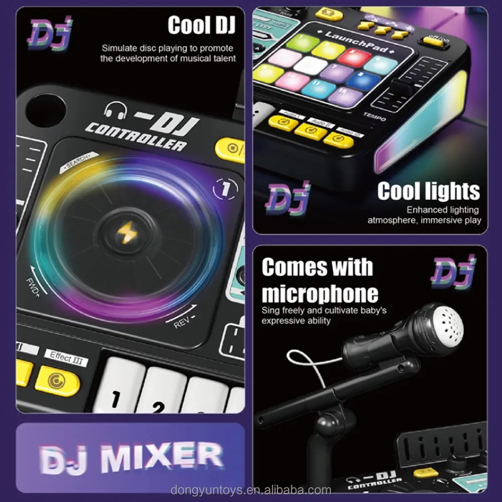 Kids STAR DJ Mixer with USB Microphone Musical Instrument bluetooth Connectable  DJ Music Table DJ Controller Music Toys