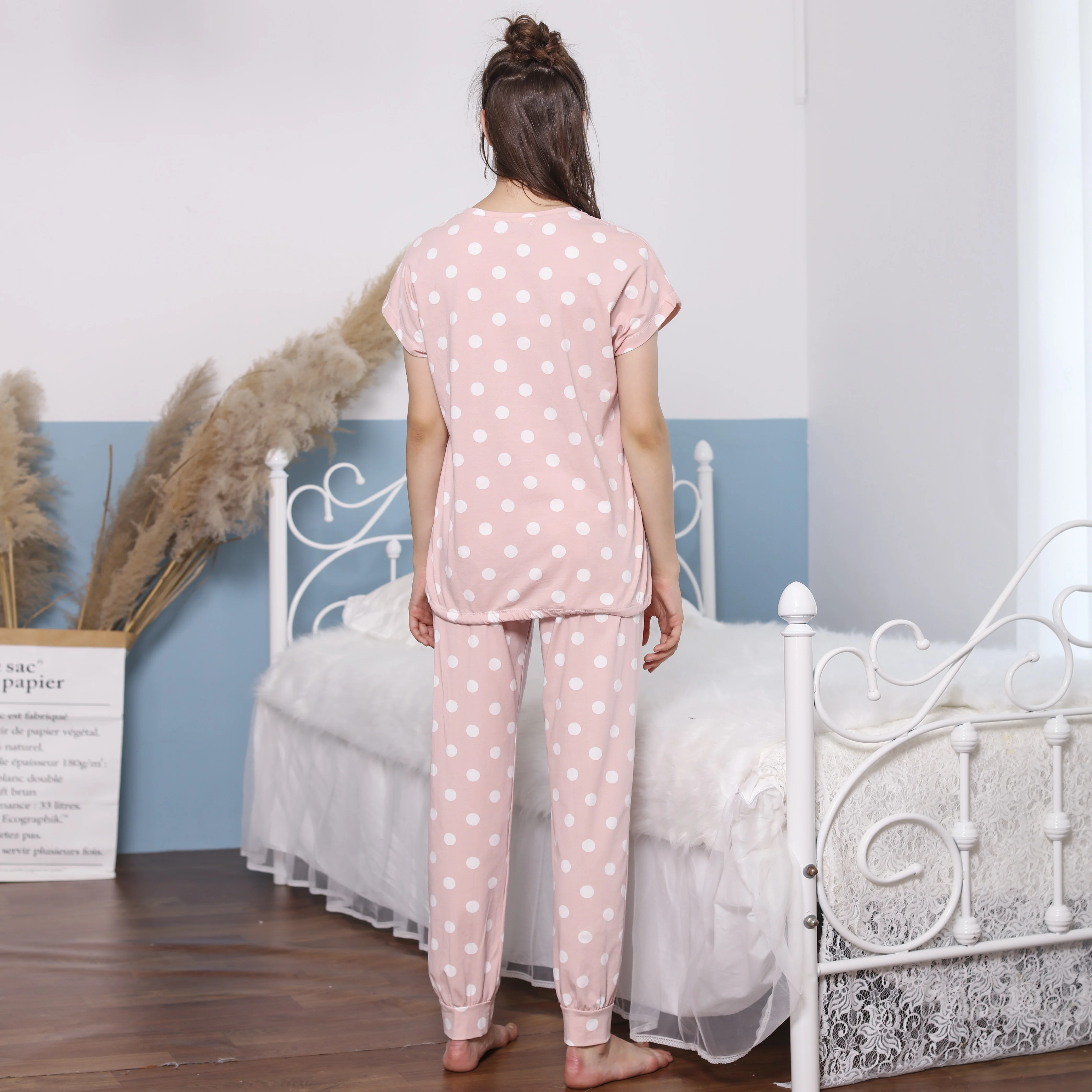 
Women Cotton Pajamas Night Lounge Wear Sleeping Pijiamas for Ladies Pyjamas Suit Nightwear Set Arab Floral Nighties Printing 