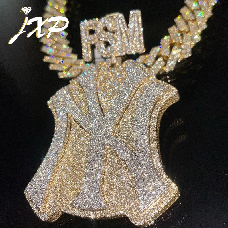 Pass Diamond Tester Customized Full Vvs Baguette Moissanite Engraved Logo Iced Out Grizzly Big Disc Pendant With Gra Certificate