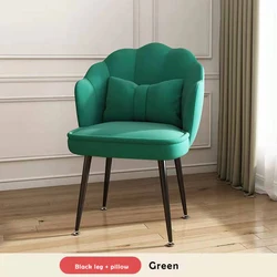 Modern Home Furniture Petal Green Velvet Shell Chair With Gold Legs Nail Shop Stool Living Room Sofa Dinning Chair