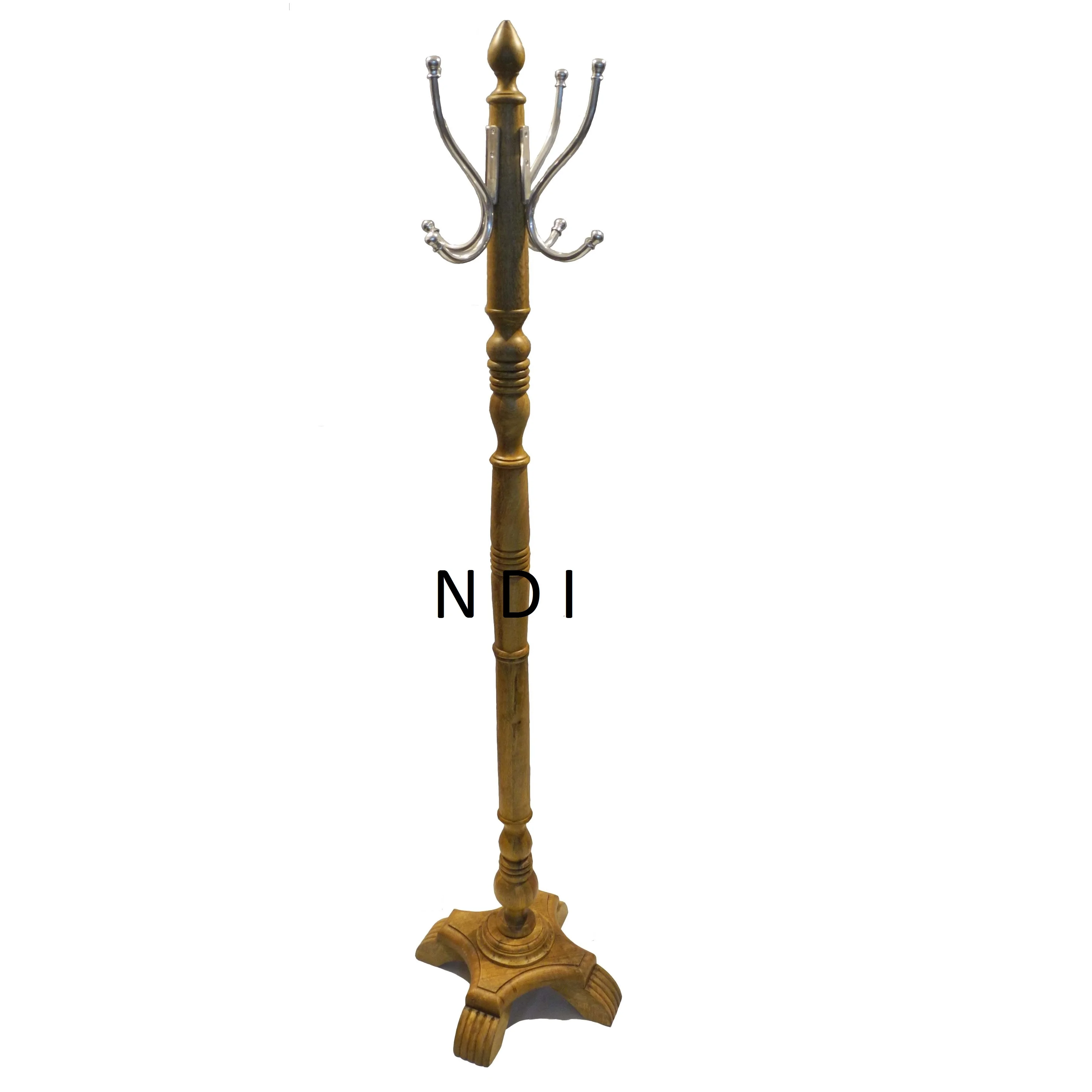Tall Size Unique Design Custom Shape Decorative Clothes Hanger Stand Strong Quality Wooden Coat Hanging Stand