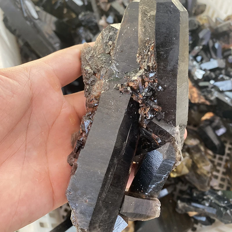 wholesale Rare Titanium Quartz black crystal clusters crystal point aura crystal for healing and decoration