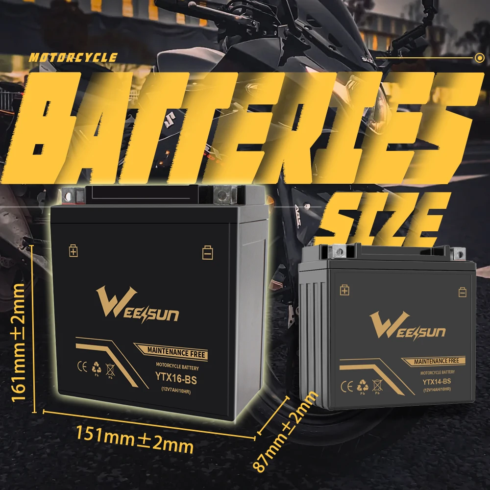 WEESUN YTX16-BS герметичная свинцово-кислотная батарея для мотоцикла электрическая 12 В свинцово-кислотные батареи 16 А · ч