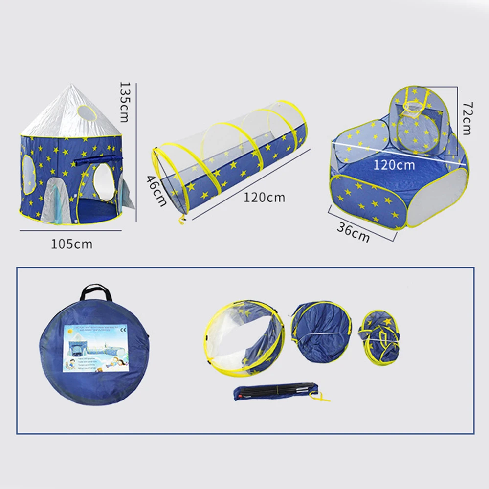 Портативный детский складной дом 3 в 1, детский туннель для шаров, детский туннельный тент для стрельбы