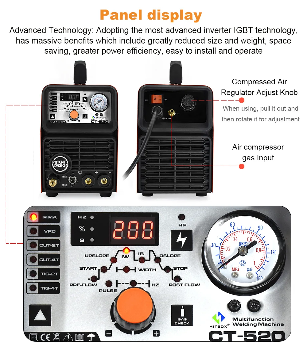 HITBOX 3 in 1 plasma cut inverter welder CT520 welding machine