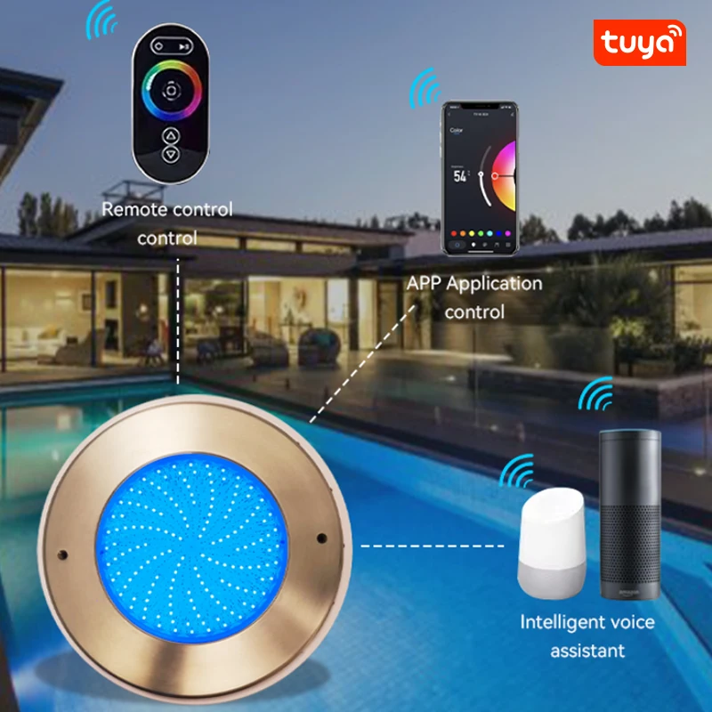 12V AC Tuya Wifi Remote Control Color Changing Rgb Waterproof Led Swimming Pool Light Ip68 6w 9w Wall Mounted Underwater Light