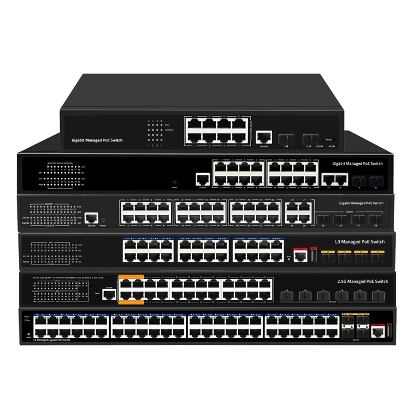 48 ports managed PoE switch with 4*10g SFP+ layer 3 managed 10G uplink with routing